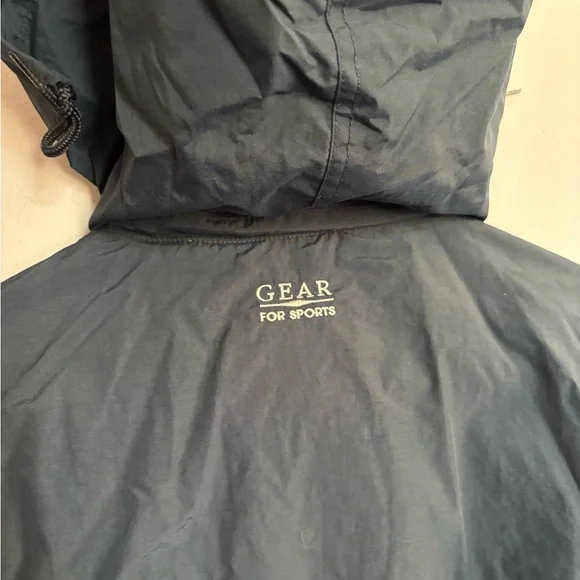 VTG 90s Gear for Sports blue windbreaker jacket white stripes hideaway hood XL - Picture 7 of 8